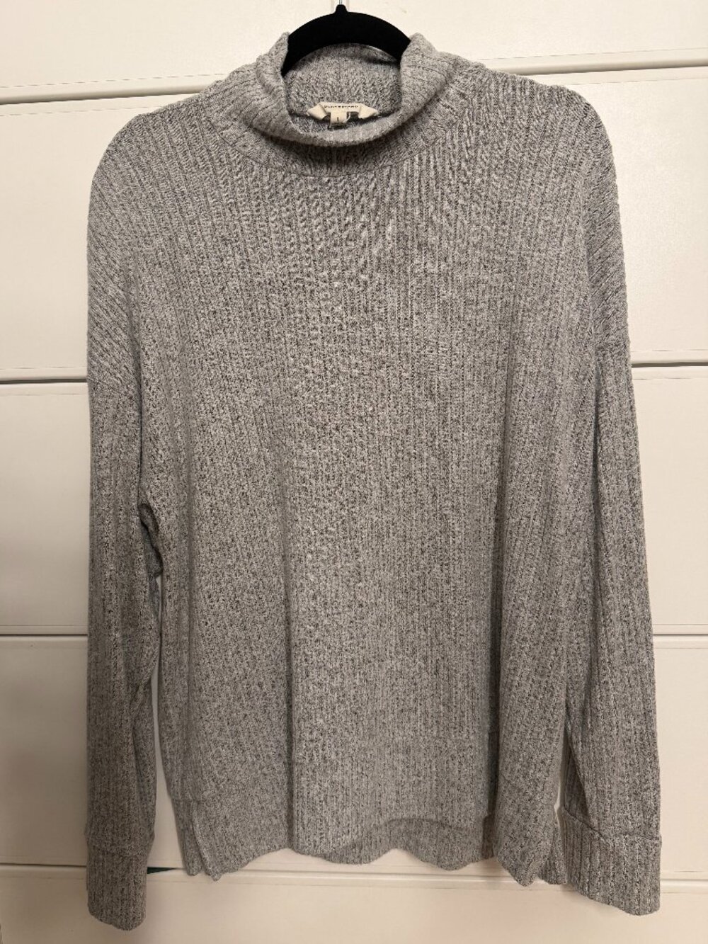 Lucky Brand Heather Gray Ribbed Mock Neck Pullover Sweater Size Large